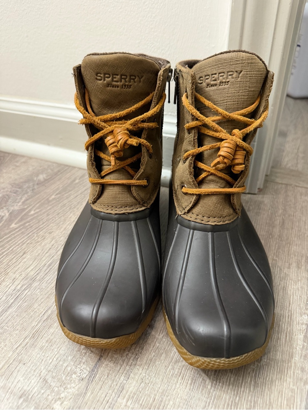Sperry Brown and Dark Gray Duck Boots